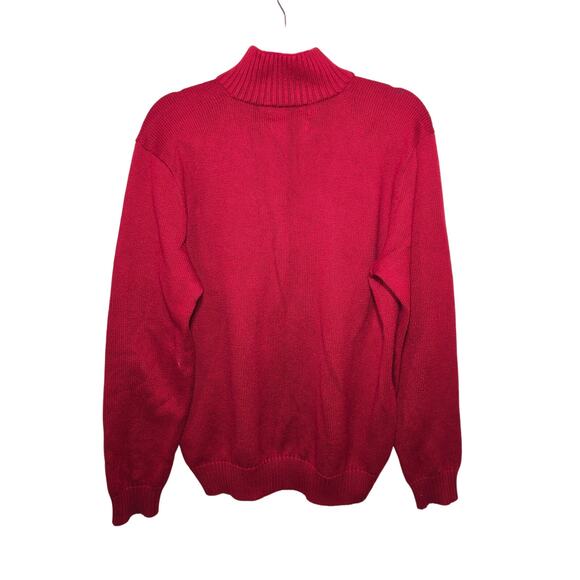 POLO RALPH LAUREN 1/4 ZIP MOCK PULLOVER RED MENS M PREPPY CASUAL LEATHER ACCENT - Picture 3 of 8